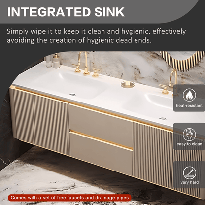 52"- 78" Bathroom Vanity with Double Sink & Lntelligent Defogging Mirror