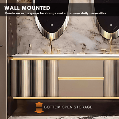 52"- 78" Bathroom Vanity with Double Sink & Lntelligent Defogging Mirror