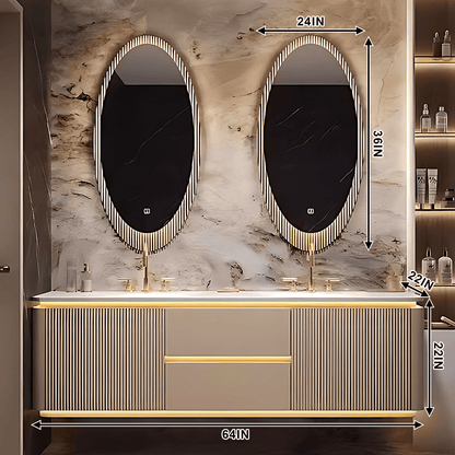 52"- 78" Bathroom Vanity with Double Sink & Lntelligent Defogging Mirror