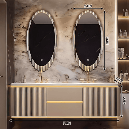 52"- 78" Bathroom Vanity with Double Sink & Lntelligent Defogging Mirror
