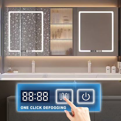 52"- 78" Double Sink Wall Mounted White Bathroom Vanity Set with Mirror Cabinet