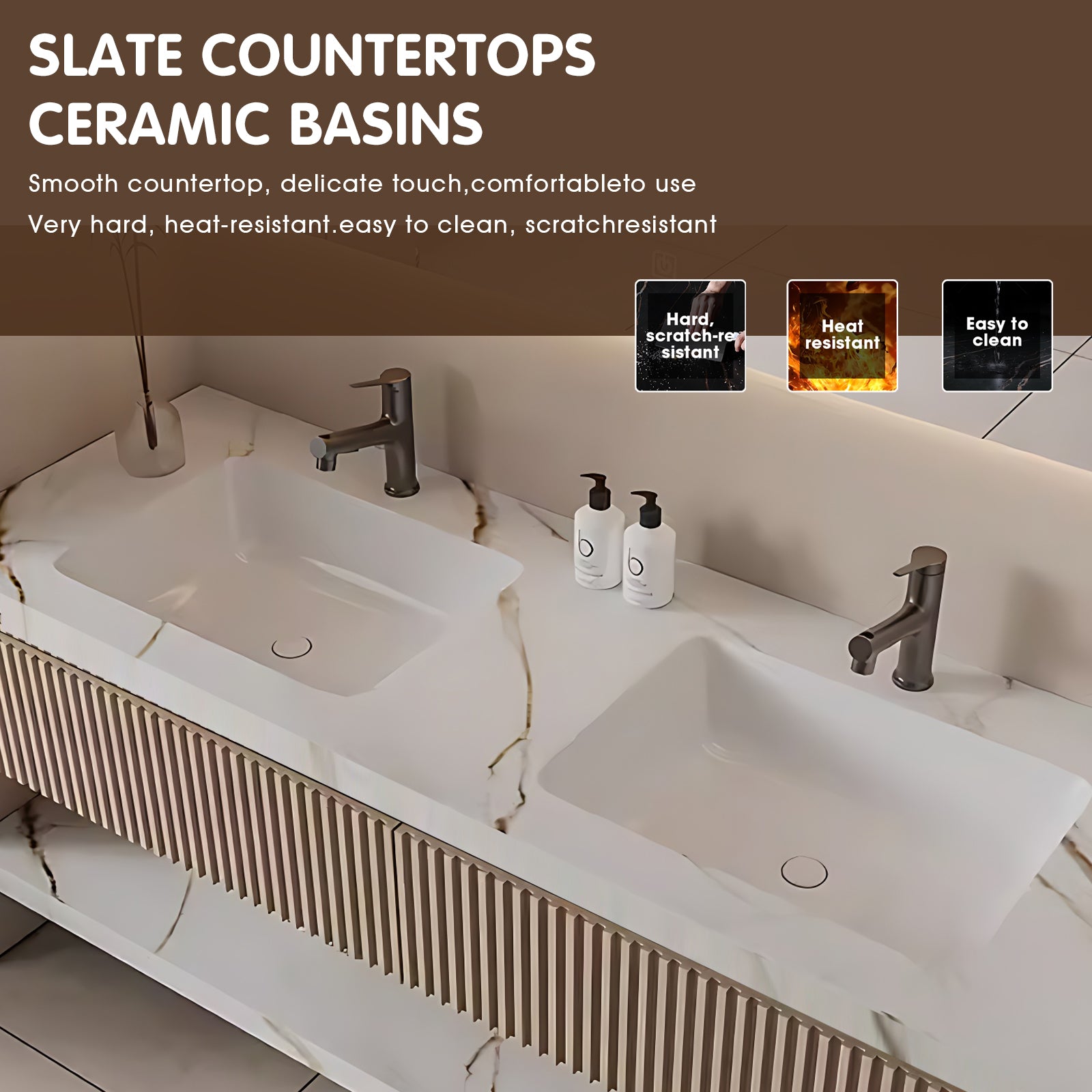 52"- 78" Floating Bathroom Vanity Set with Double Sink And LED Light Mirror