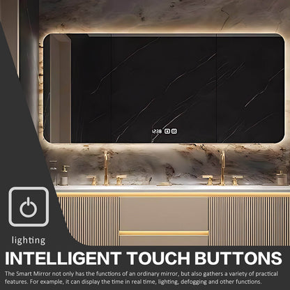 52"- 78" Wall Mount Bathroom Vanity Set with Led Mirror Cabinet and Double Basin