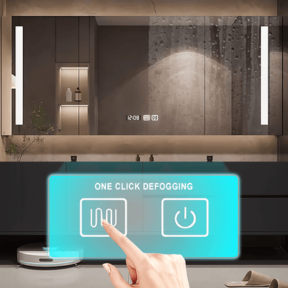 52"- 78" Wall Mounted Bathroom Vanity with Double Sink and  Smart Mirror Cabinet