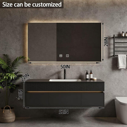 52"-64"Modern Industrial Bathroom Vanity with Matte Black Finish & Backlit Mirror Cabinet