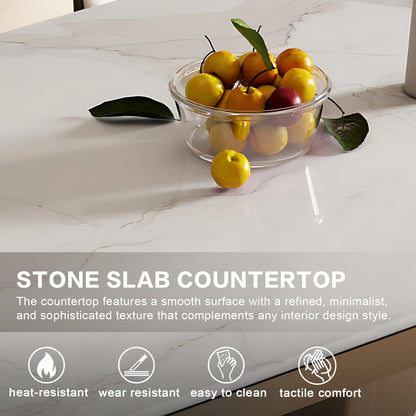 55.11"-70.86"Contemporary Rectangular Sintered Stone Dining Table with Unique Metal Base
