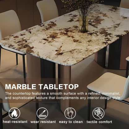 55.11"-70.86"Modern Luxury Marble Dining Table Set with 6 Upholstered Chairs for Home
