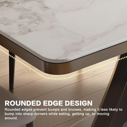 55.11"-70.86"Contemporary Rectangular Sintered Stone Dining Table with Unique Metal Base