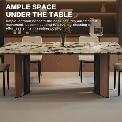 55.11"-70.86"Modern Luxury Marble Dining Table Set with 6 Upholstered Chairs for Home