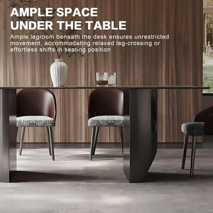 55.11:-70.86"Luxury Grey Marble Dining Table Set with 6 Upholstered Chairs for Home
