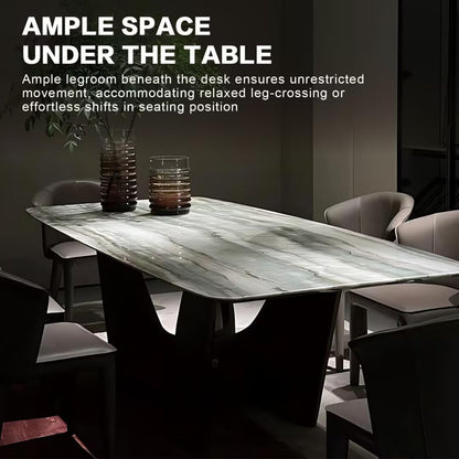55.11"-70.86"Rectangular Sintered Stone Dining Table, Luxury White Marble Top with Veins