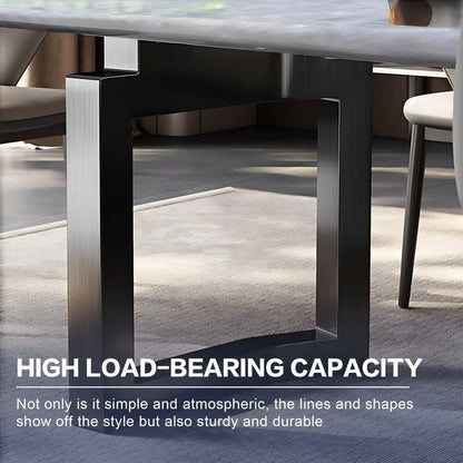 55.11"-70.86"Modern Cloud White Marble Dining Table Set with 6 Chairs