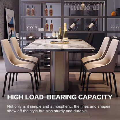 55.11"-70.86"Luxury White Marble Dining Table Set with 6 Upholstered Chairs for Home