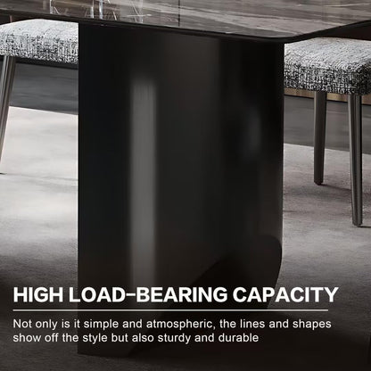 55.11:-70.86"Luxury Grey Marble Dining Table Set with 6 Upholstered Chairs for Home