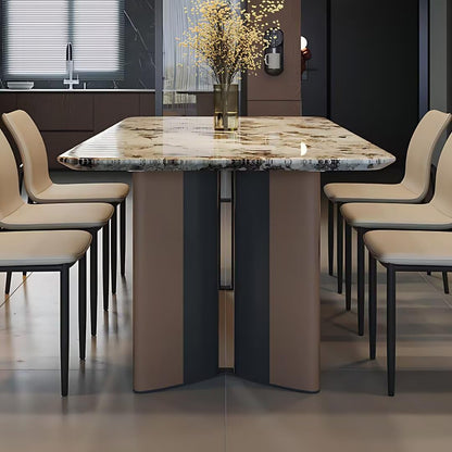 55.11"-70.86"Modern Luxury Marble Dining Table Set with 6 Upholstered Chairs for Home