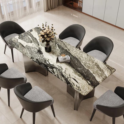 55.12"-78.74"Luxury Marble Dining Table Set with 6 Upholstered Chairs for Home & Apartment