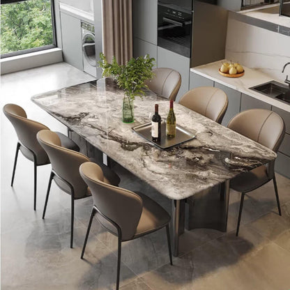 55.12"-70.87"Modern Grey Marble Dining Table Set with 6 Chairs