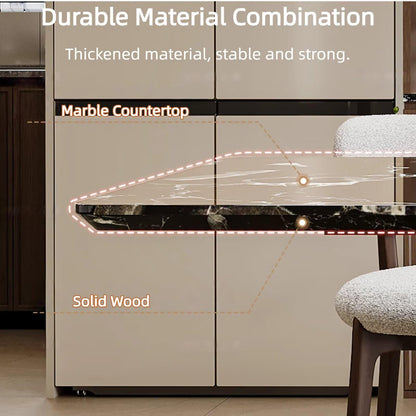 55.11"-78.74"Modern Black Marble Dining Table, Luxury Rectangular Kitchen Table for 4-6 People