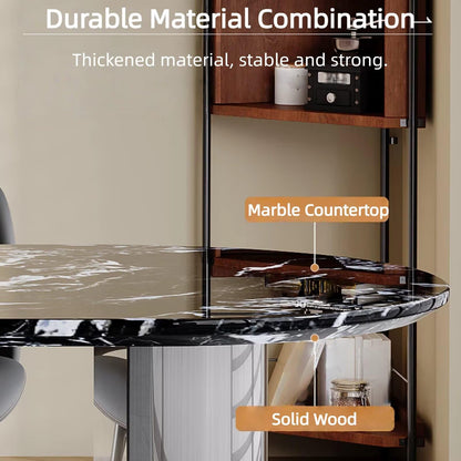 55.12"-70.87"Oval Black Marble Dining Table Set with 4 Chairs for Modern Kitchen