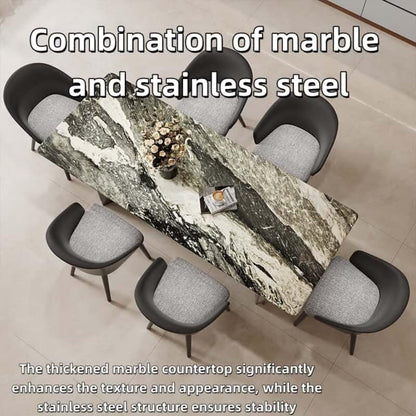 55.12"-78.74"Luxury Marble Dining Table Set with 6 Upholstered Chairs for Home & Apartment