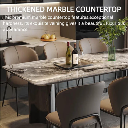 55.12"-70.87"Modern Grey Marble Dining Table Set with 6 Chairs