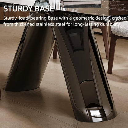 55.11"-78.74"Modern Black Marble Dining Table, Luxury Rectangular Kitchen Table for 4-6 People