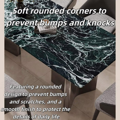 55.12"-78.74"Modern Green Marble Dining Table Set with 4 Chairs