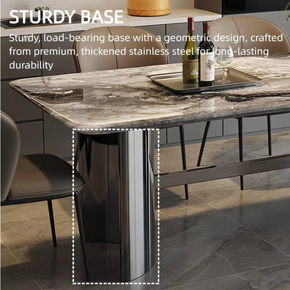 55.12"-70.87"Modern Grey Marble Dining Table Set with 6 Chairs