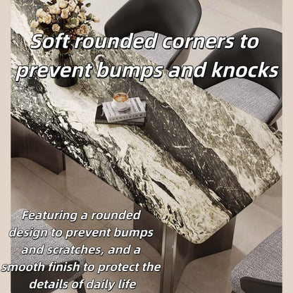 55.12"-78.74"Luxury Marble Dining Table Set with 6 Upholstered Chairs for Home & Apartment