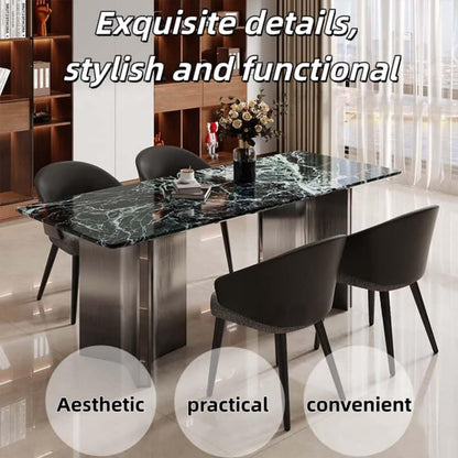 55.12"-78.74"Modern Green Marble Dining Table Set with 4 Chairs