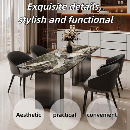 55.12"-78.74"Luxury Marble Dining Table Set with 6 Upholstered Chairs for Home & Apartment