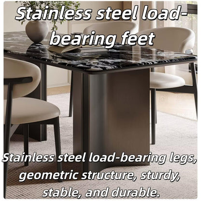 55.12"-70.87"Modern Black & White Marble Dining Table Set with 6 Chairs