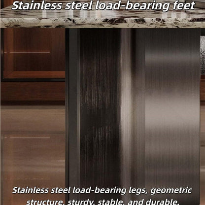 55.12"-78.74"Rectangular Sintered Stone Dining Table, Natural Veined Marble Top with Metal Base