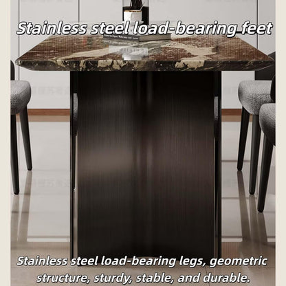 55.12"-78.74"Luxury Marble Dining Table Set with 6 Upholstered Chairs for Home & Apartment