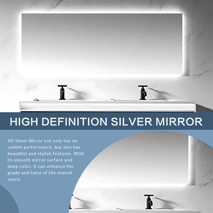 56"- 78" Floating Bathroom Vanity  with Double Sink and Smart LED Mirror