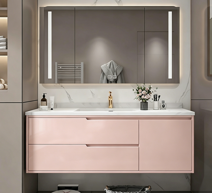 36"- 52" Grey Wall Mounted Bathroom Vanity Set with Defogging Mirror Cabinet and Sink