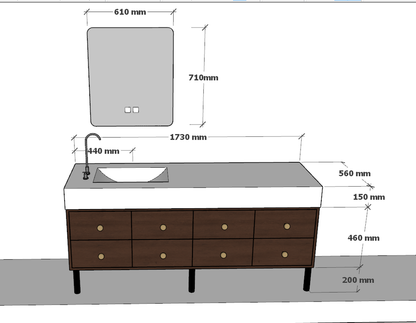 52“ - 68” Solid Wood Light Luxury Smart Bathroom Vanity
