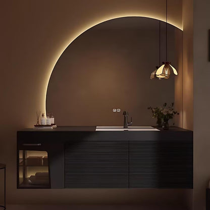 40"-64"Modern Wabi-Sabi Bathroom Vanity with Integrated Sink & Ambient LED Lighting