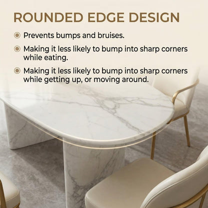 56"-96"Elegant White Marble Oval Dining Table, Sleek Contemporary Dining Room Table