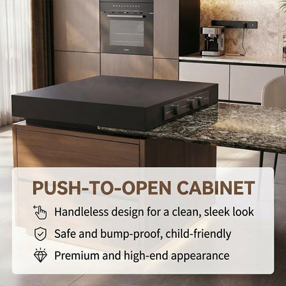 56"-96"Luxury Marble & Wood Kitchen Island with Integrated Dining Table & Storage