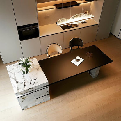56"-96"Luxury Sintered Stone Kitchen Island with Integrated Dining Table for Kitchen