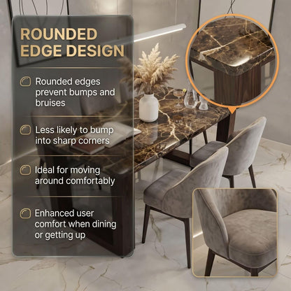 56"-88"Luxury Rectangular Dining Table, Dark Marble Top with Wood Frame Legs
