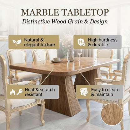 56"-88"Vintage Rectangular Wood Dining Table with Tapered Pedestal Legs
