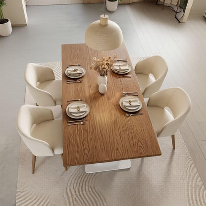 56"-88"Modern Solid Wood Dining Table with Double Pedestal Base for 6 People