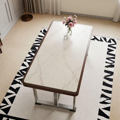 56"-88"Modern Rectangular Dining Table with Marble Top & Metal Frame