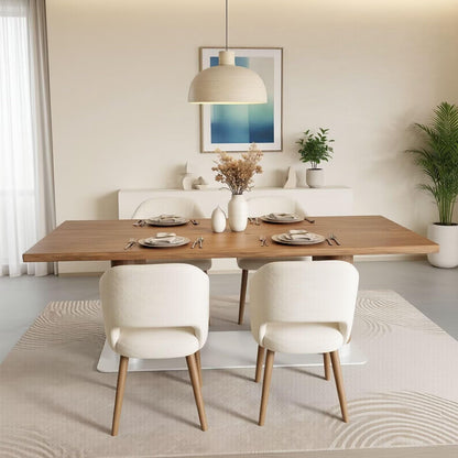 56"-88"Modern Solid Wood Dining Table with Double Pedestal Base for 6 People