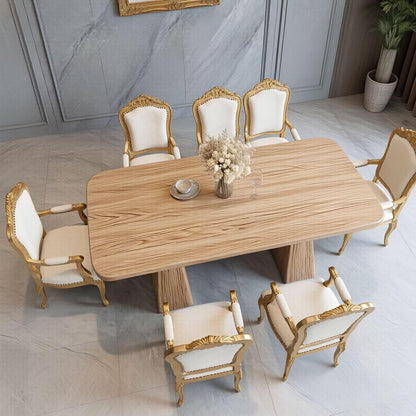 56"-88"Vintage Rectangular Wood Dining Table with Tapered Pedestal Legs