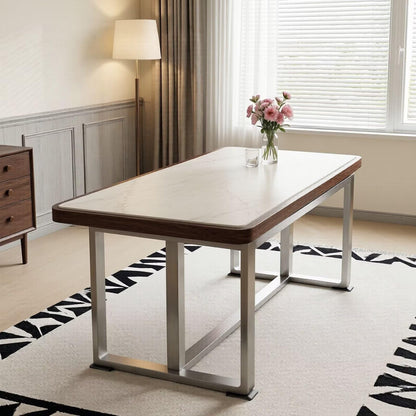 56"-88"Modern Rectangular Dining Table with Marble Top & Metal Frame