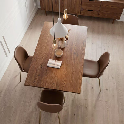 56"-96"Walnut Wood Dining Table with Concrete Base, Modern Rectangular Kitchen Table