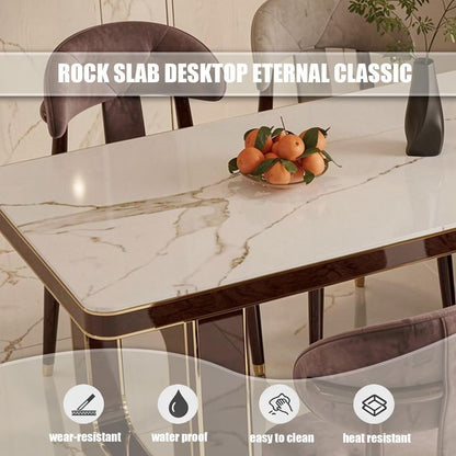 60"-79"Luxury Marble Kitchen Island with Dining Table, Wine Cabinet & Built-in Power Station